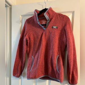 L.L.Bean Sweater Fleece Snap Button Pullover Sienna Clay XS